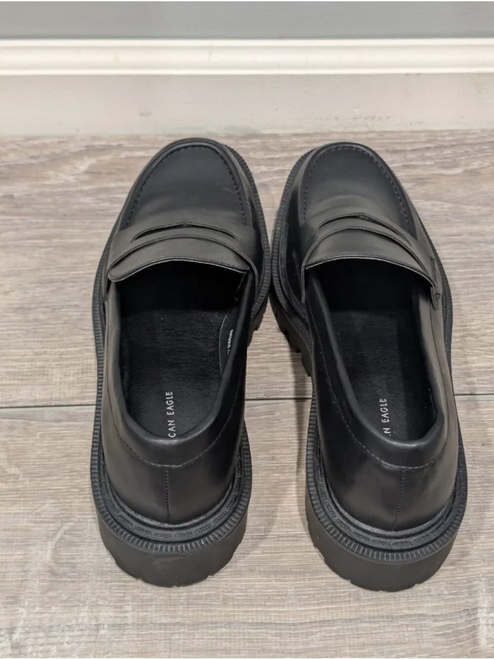 American Eagle Chunky Lug Loafers Black Women’s Size 8.5 Slip-On Platform Shoe